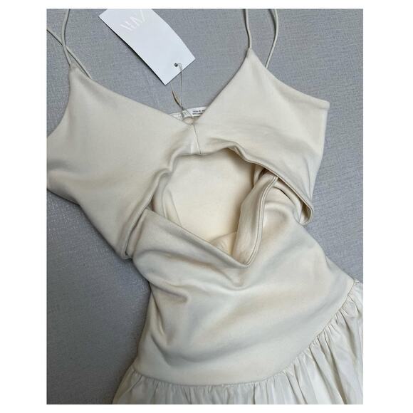 ZARA Blogger Fave Asymmetric Hem Midi Dress NWT Ecru - Picture 16 of 16